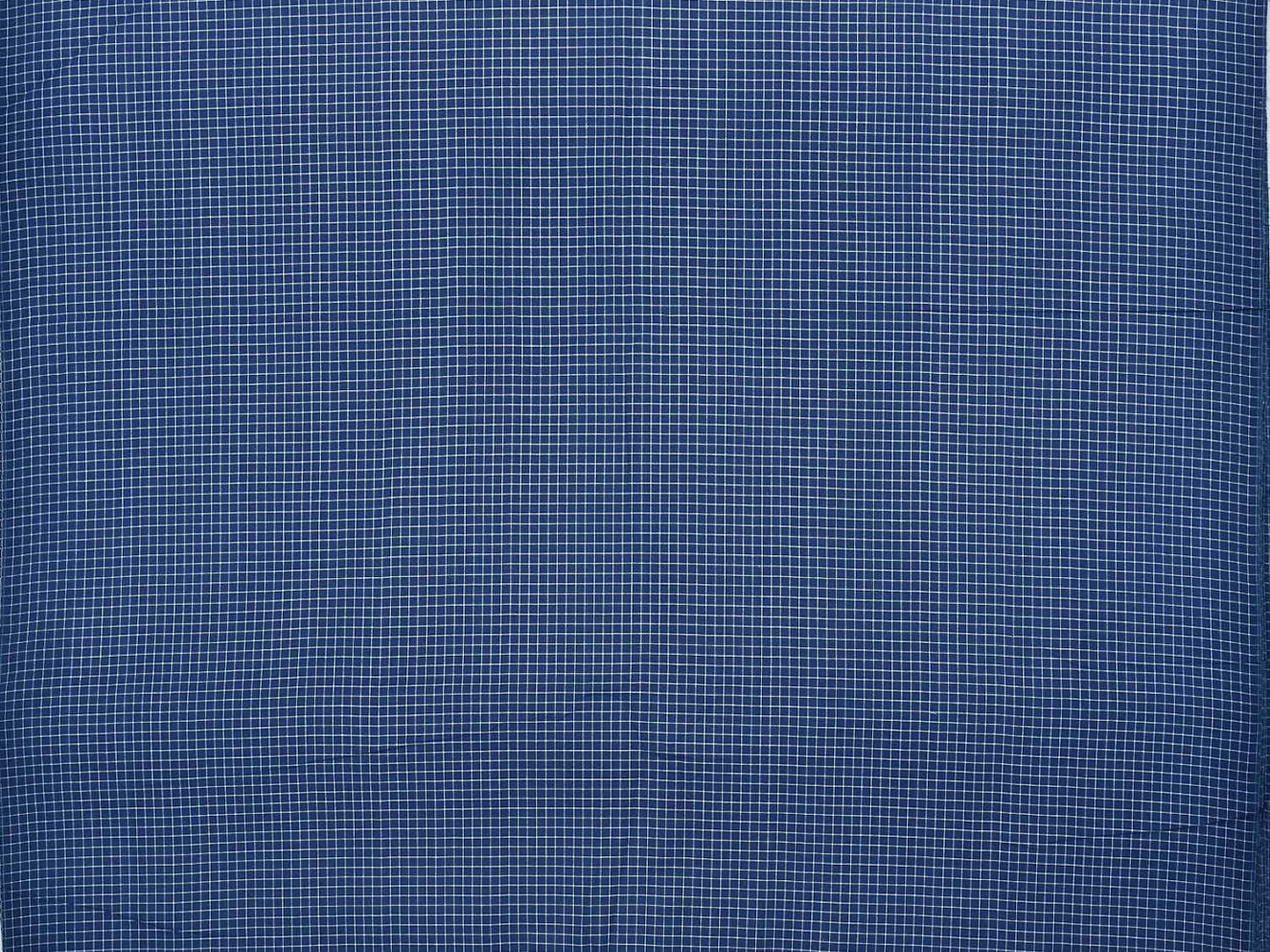 Blue Cotton Handloom 2.5mts Fabric Material with Small Checks Design f0148