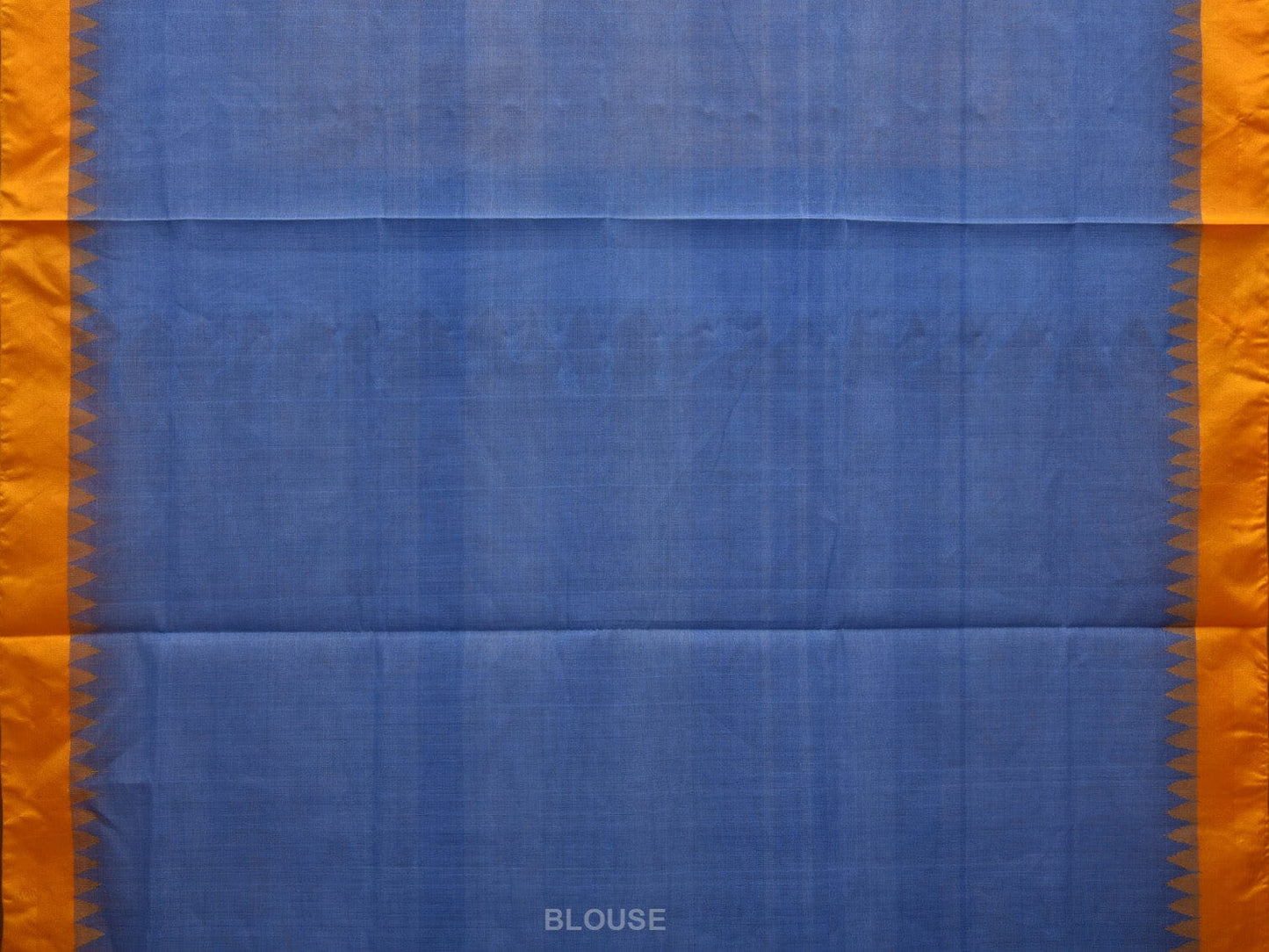Blue Khadi Cotton Handloom Plain Saree with Temple Border Design kh0579