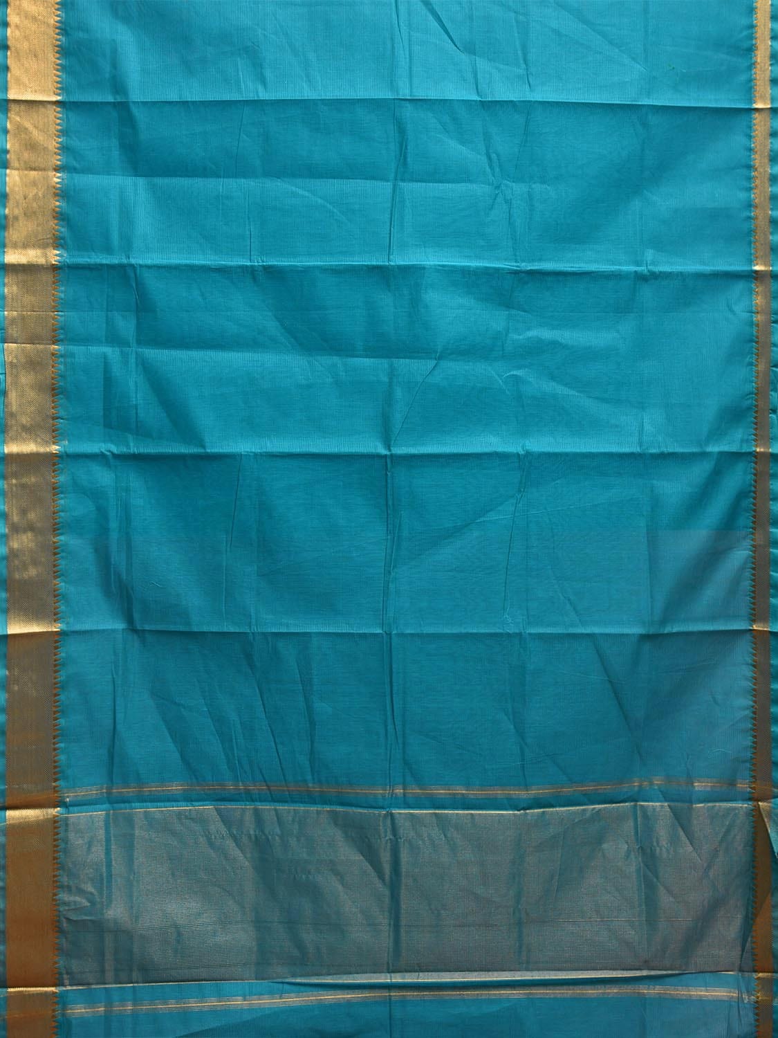 Blue Mangalgiri Cotton Handloom Saree with Strips and Small Temple Border Design No Blouse mn0102