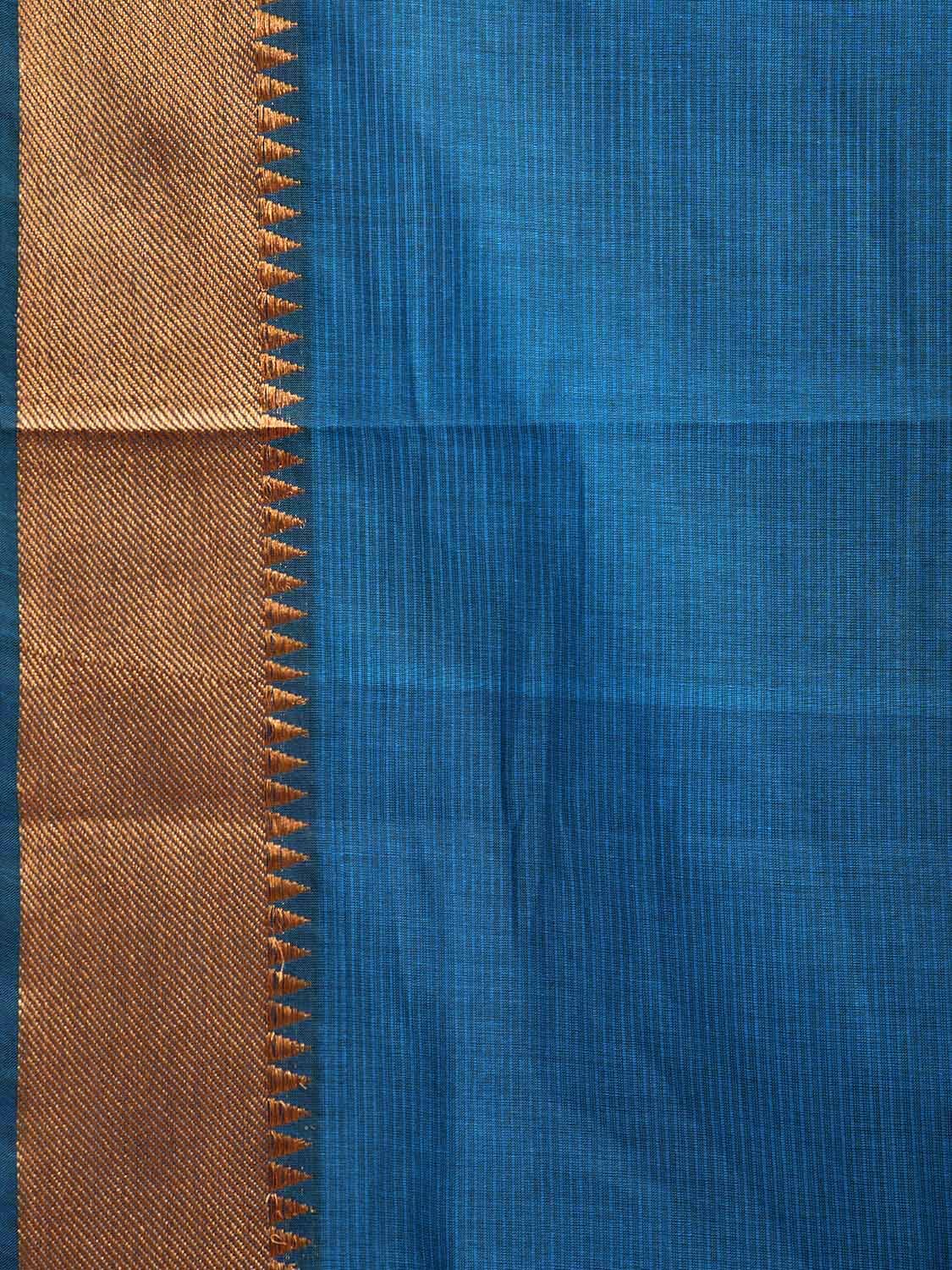 Blue Mangalgiri Cotton Handloom Saree with Strips Design and Small Temple Border Design No Blouse mn0099