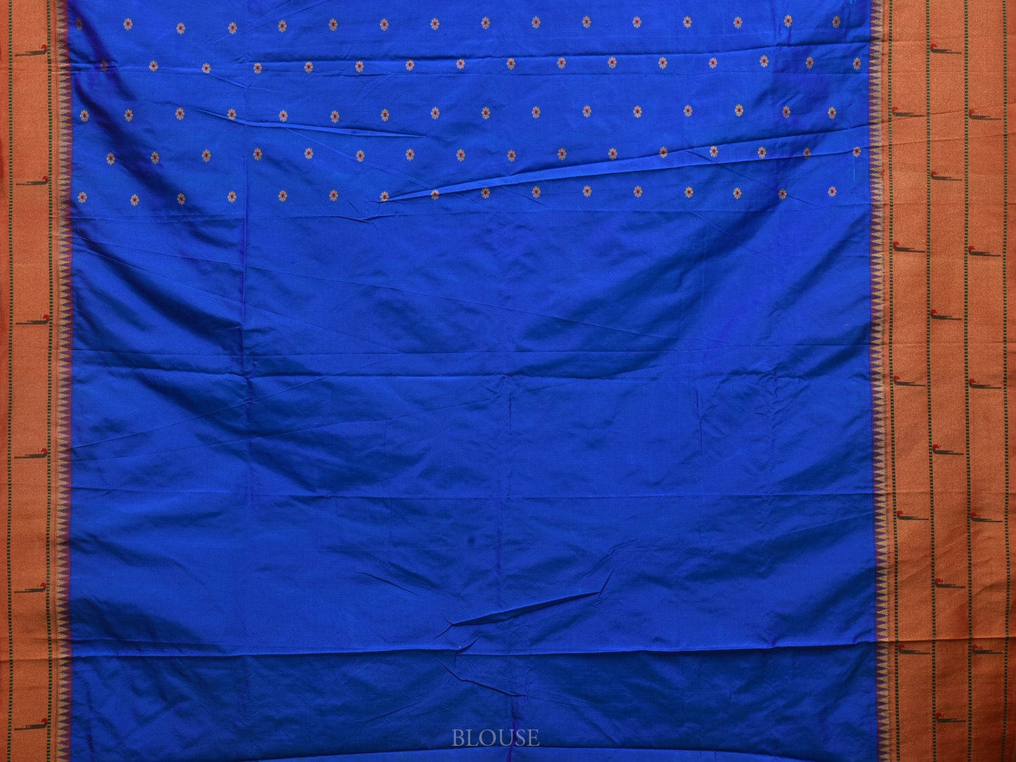 Blue Paithani Silk Handloom Saree with Triple Muniya Border Design p0468