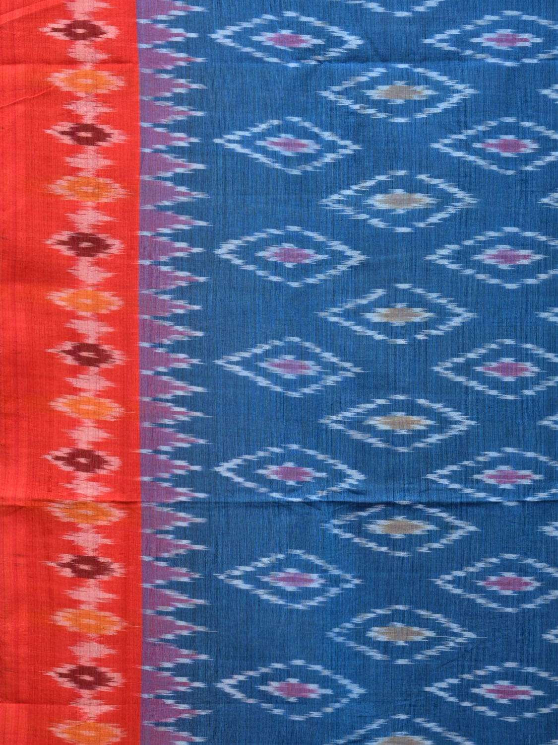 Blue Pochampally Ikat Cotton Handloom Saree with Body Buta and Border Design No Blouse i0827