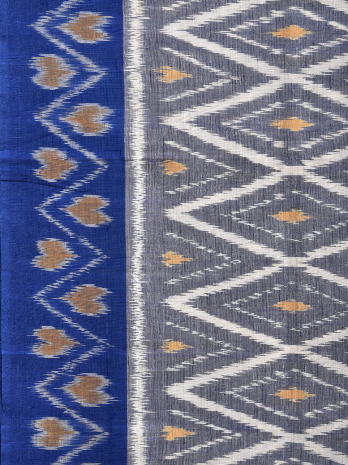 Blue Pochampally Ikat Cotton Handloom Saree with Grill Design No Blouse i0835