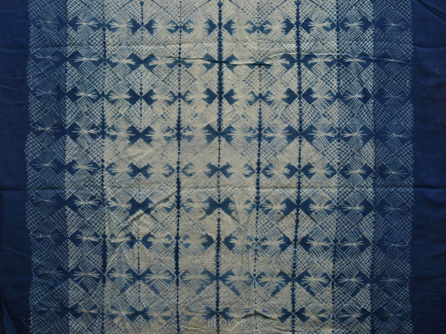 Blue Shibori Cotton Saree with All Over Design o0368