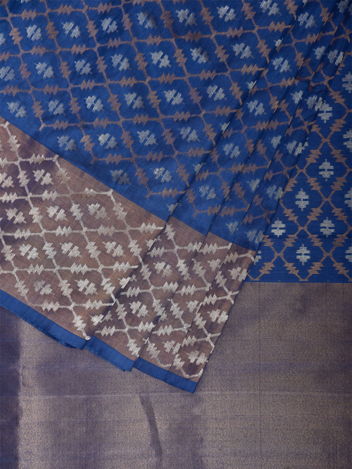 Blue Uppada Silk Handloom Saree with All Over Jamdani Design u2348