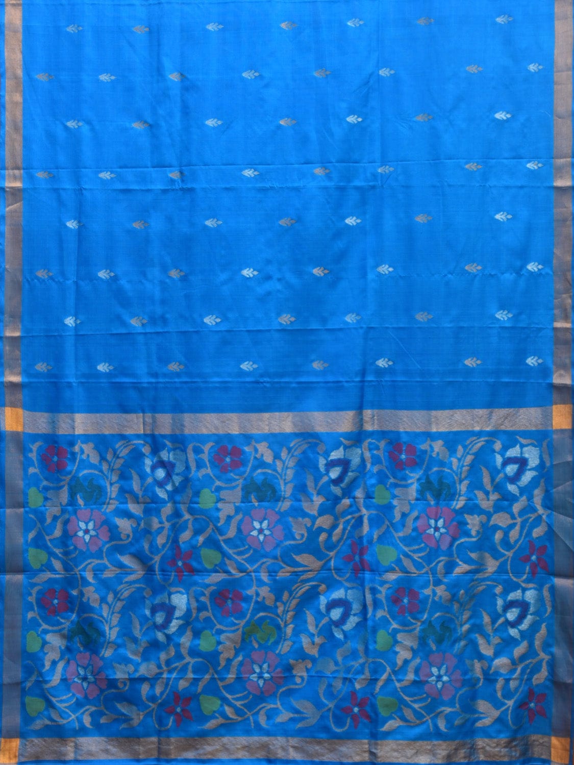 Blue Uppada Silk Handloom Saree with Floral Pallu Design u2249