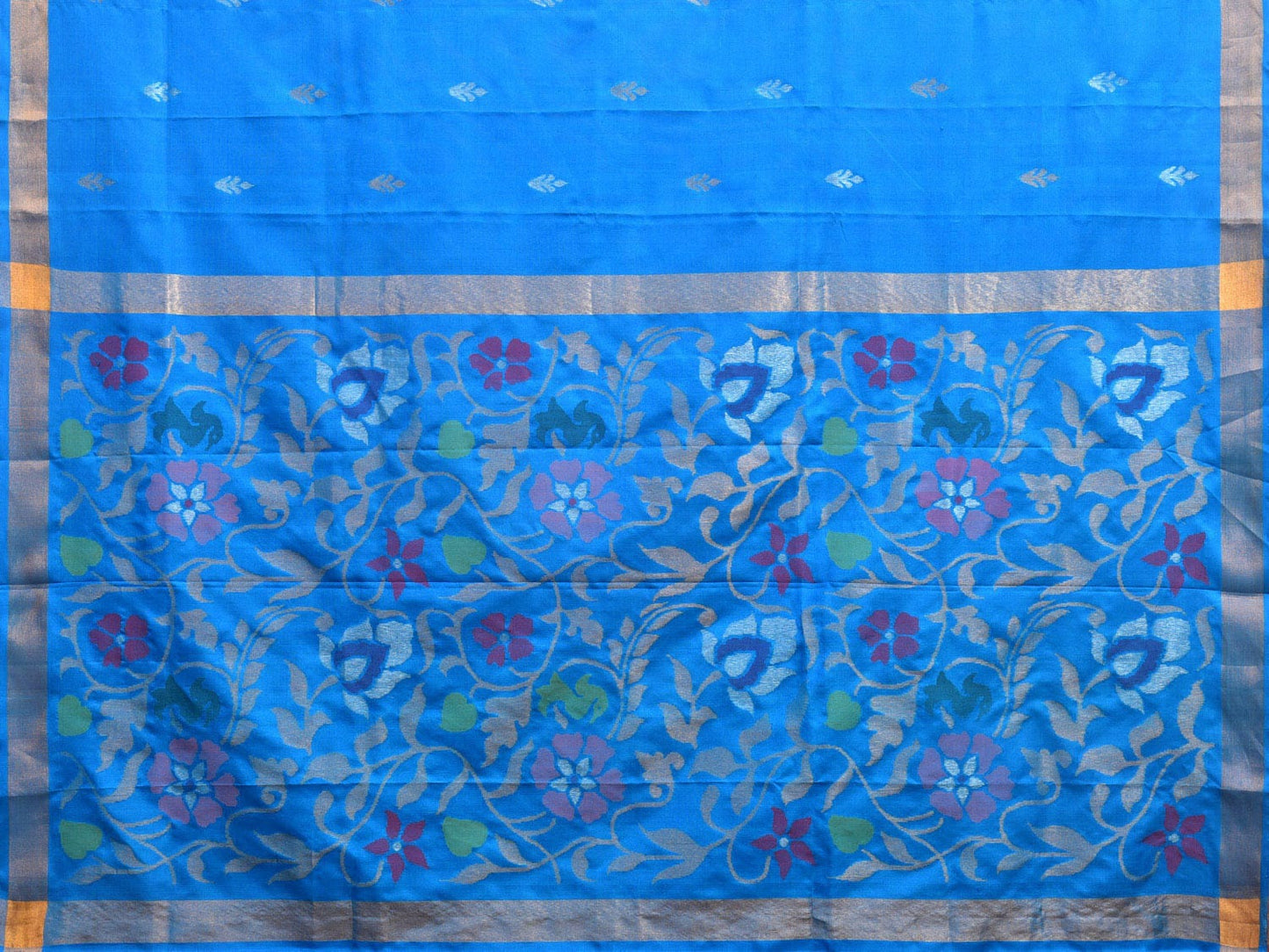 Blue Uppada Silk Handloom Saree with Floral Pallu Design u2249