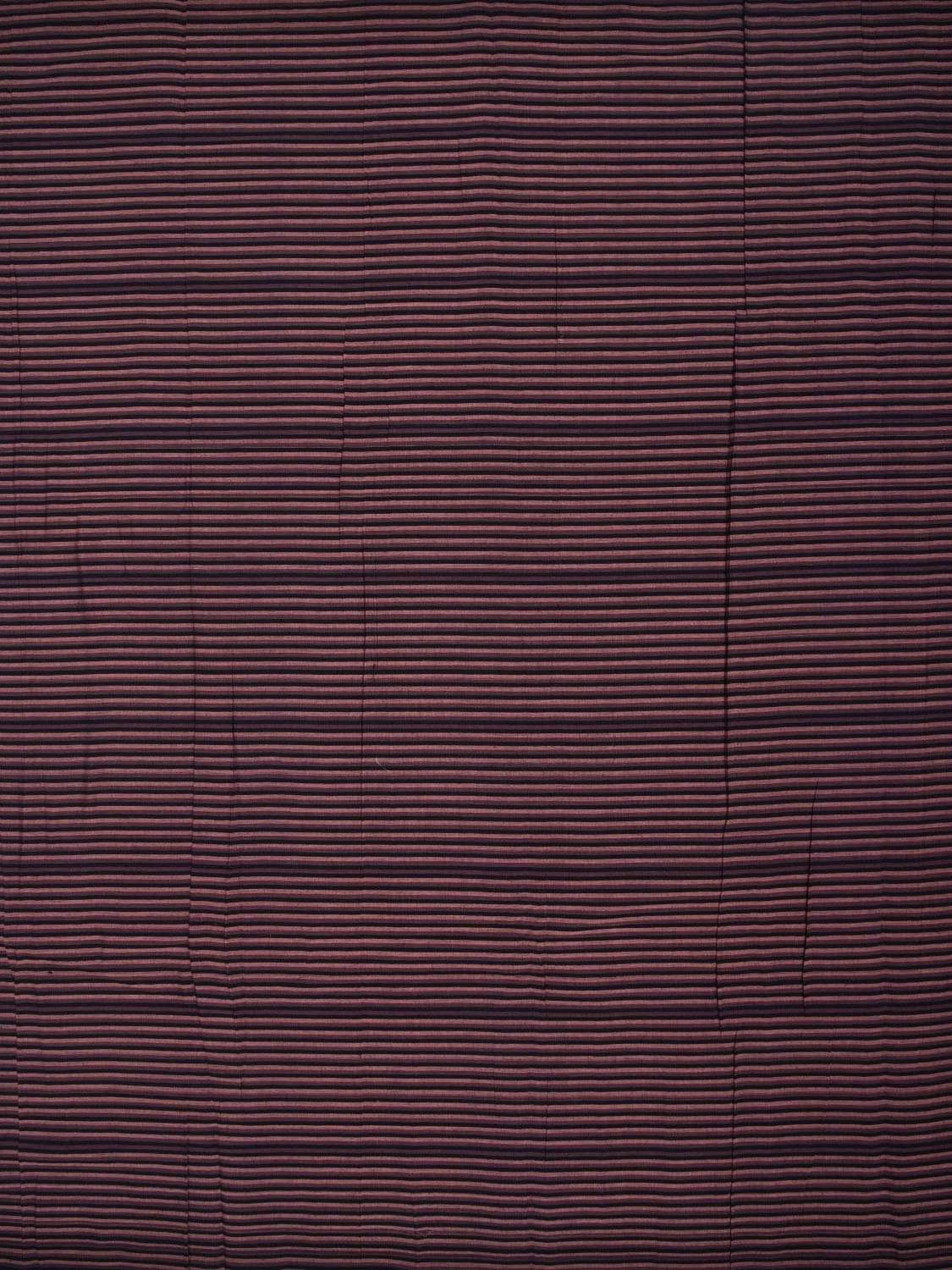 Brown and Black Khadi Cotton Handloom 2.5mts Fabric with Strips Design f0169