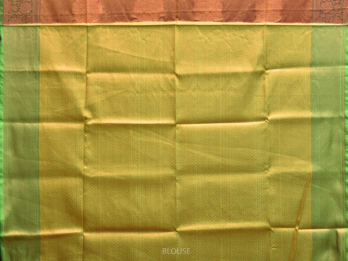 Brown and Green Katan Silk Saree with Border and Body Butta Design b0154ds