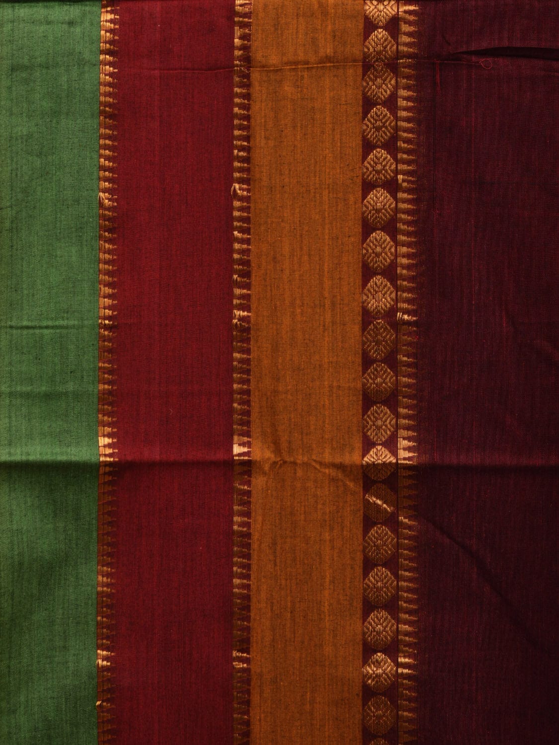 Brown Narayanpet Cotton Handloom Plain Saree with Big Border Design No Blouse np0632