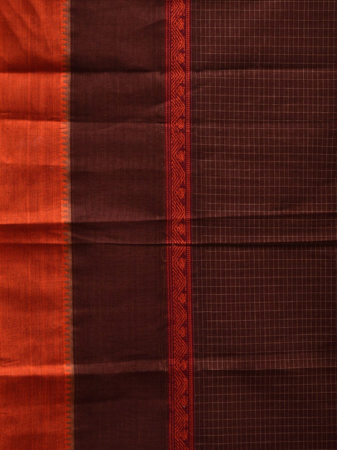 Brown Narayanpet Cotton Handloom Plain Saree with Border Design No Blouse np0548