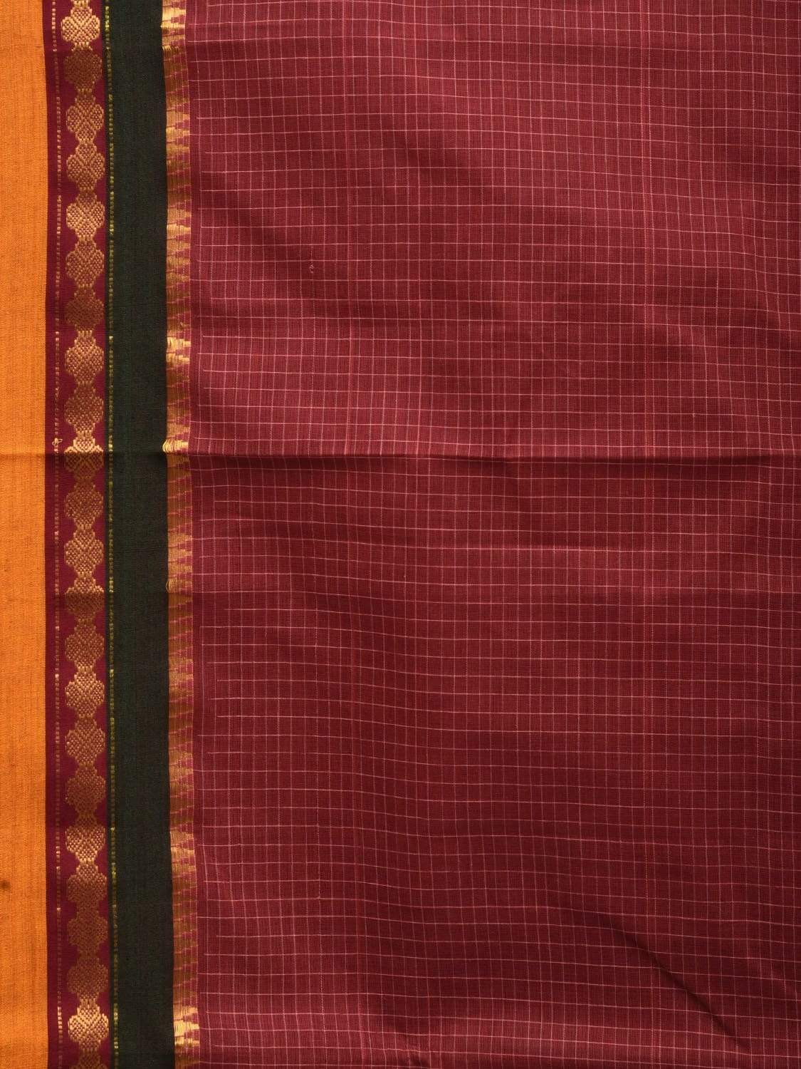 Brown Narayanpet Cotton Handloom Saree with Checks Design No Blouse np0456