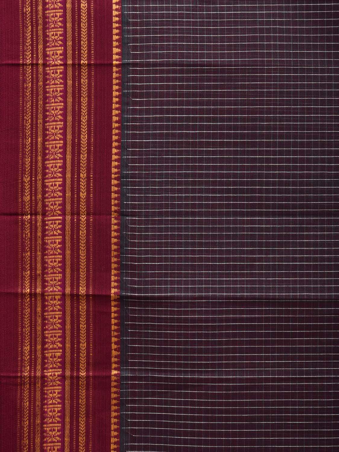 Brown Narayanpet Cotton Handloom Saree with Checks Design No Blouse np0515