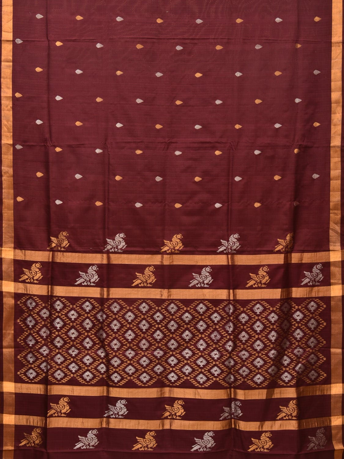 Brown Uppada Silk Handloom Saree with Bird and Jamdani Pallu Design u1999