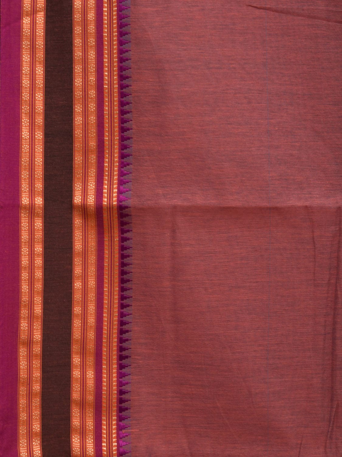 Burgundy Bamboo Cotton Plain Saree with Narayanpet Border Design No Blouse o0347