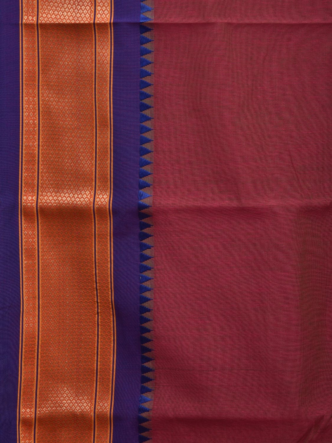 Burgundy Bamboo Cotton Plain Saree with Paithani Border Design No Blouse o0339