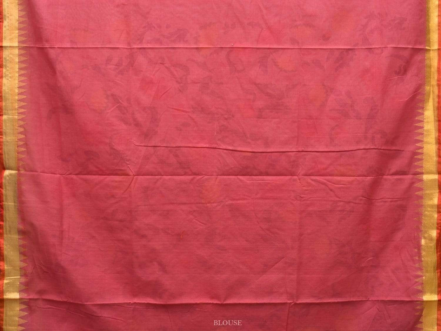 Burgundy Khadi Cotton Handloom Saree with Flowers and Peacocks Design kh0517