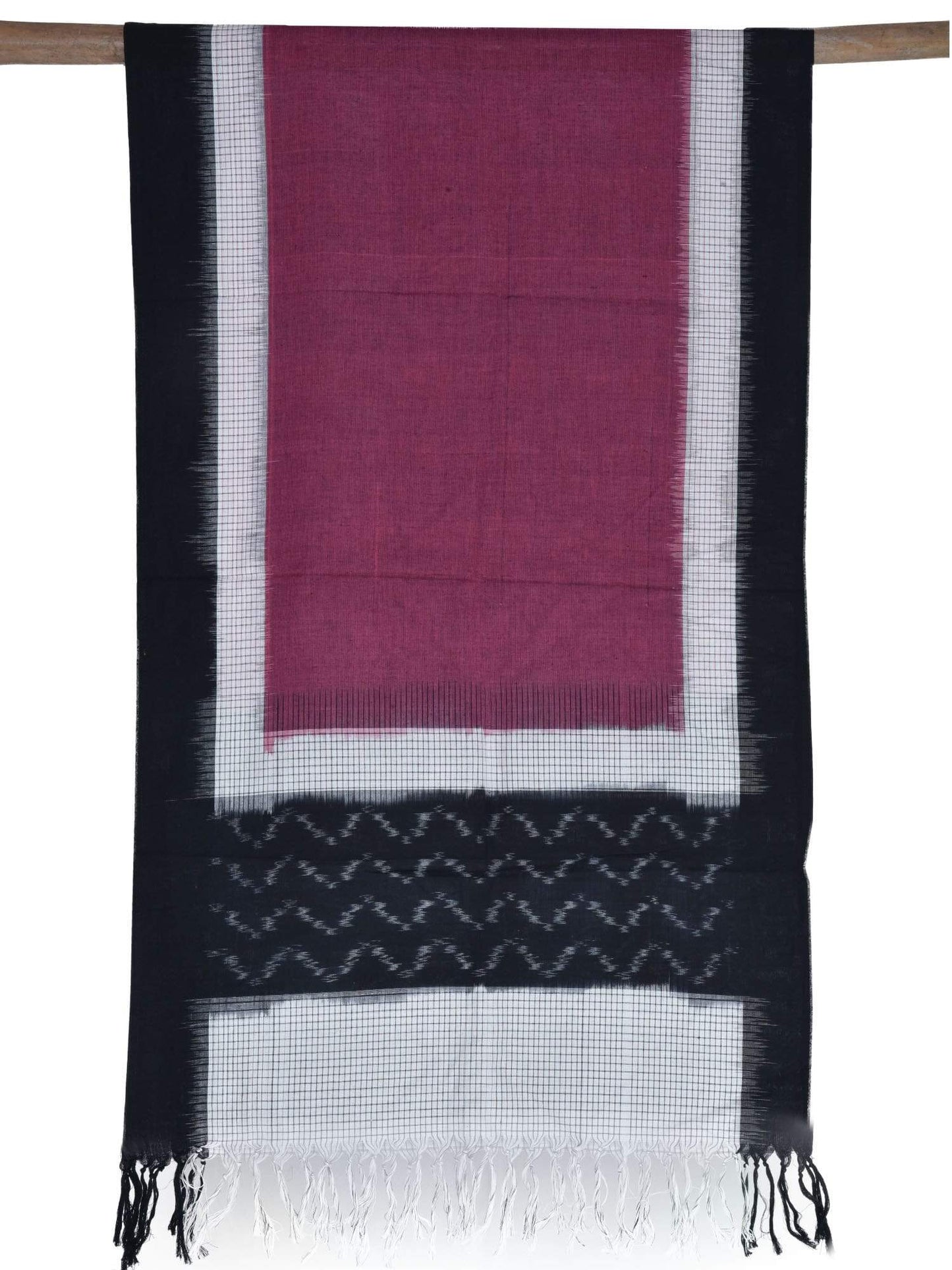 Burgundy Pochampally Ikat Cotton Handloom Stole ds1651