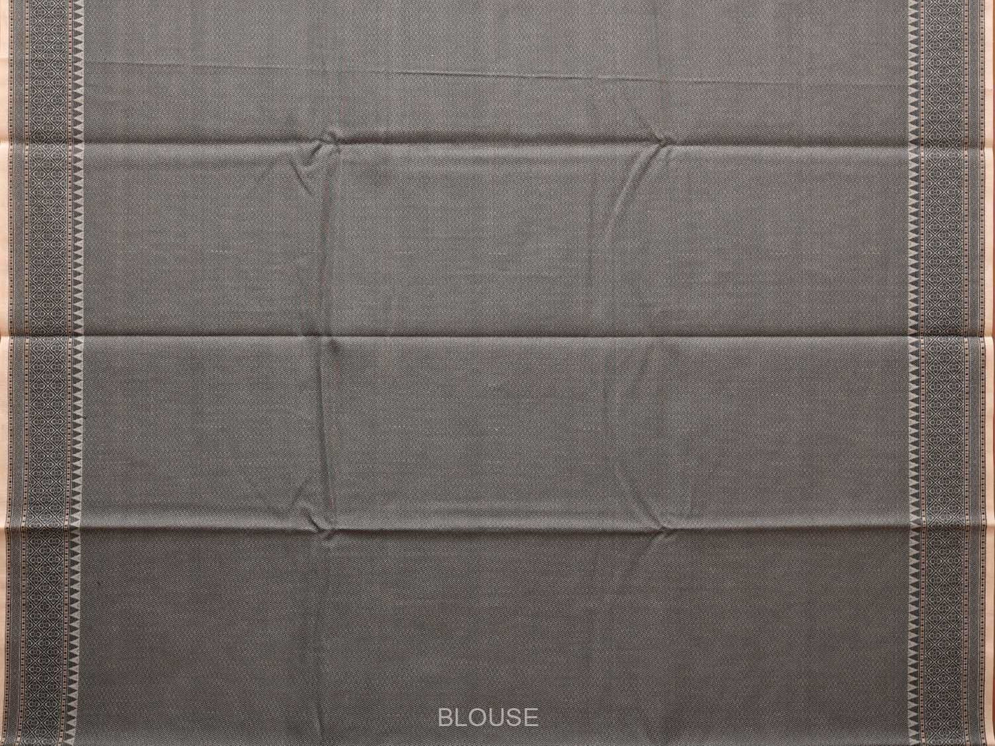 Cream and Black Cut Work Sico Cotton Saree with All Over and Border Design o0415