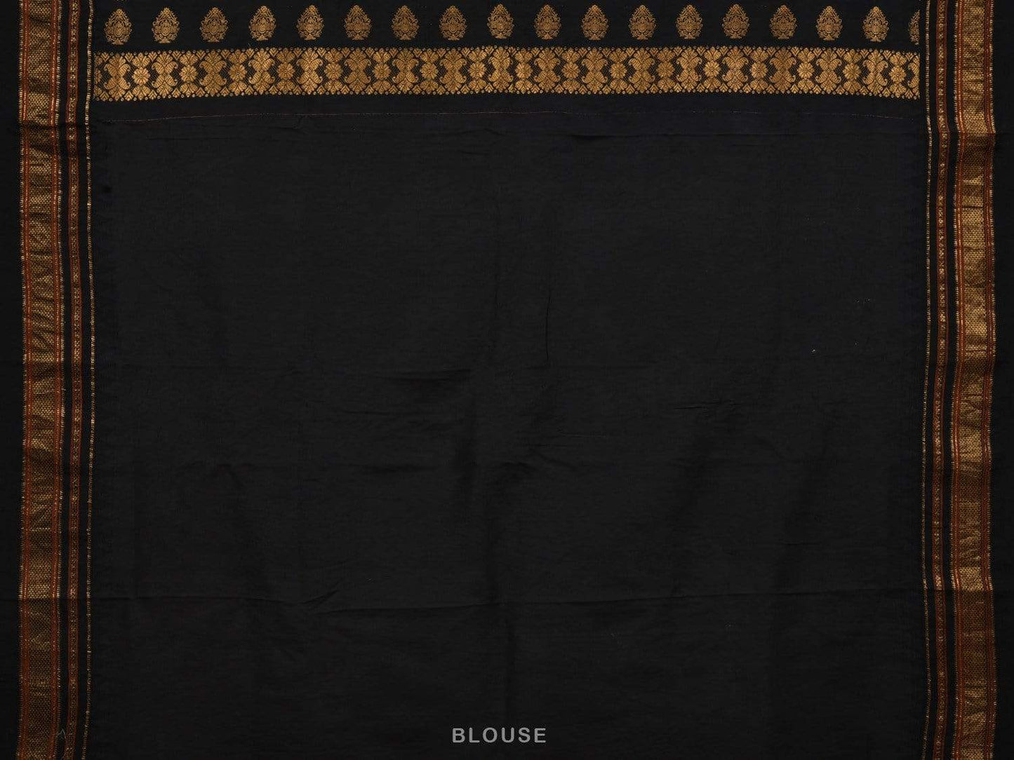 Cream and Black Kalamkari Hand Painted Kanchipuram Silk Handloom Saree with Floral and Birds Design KL0514