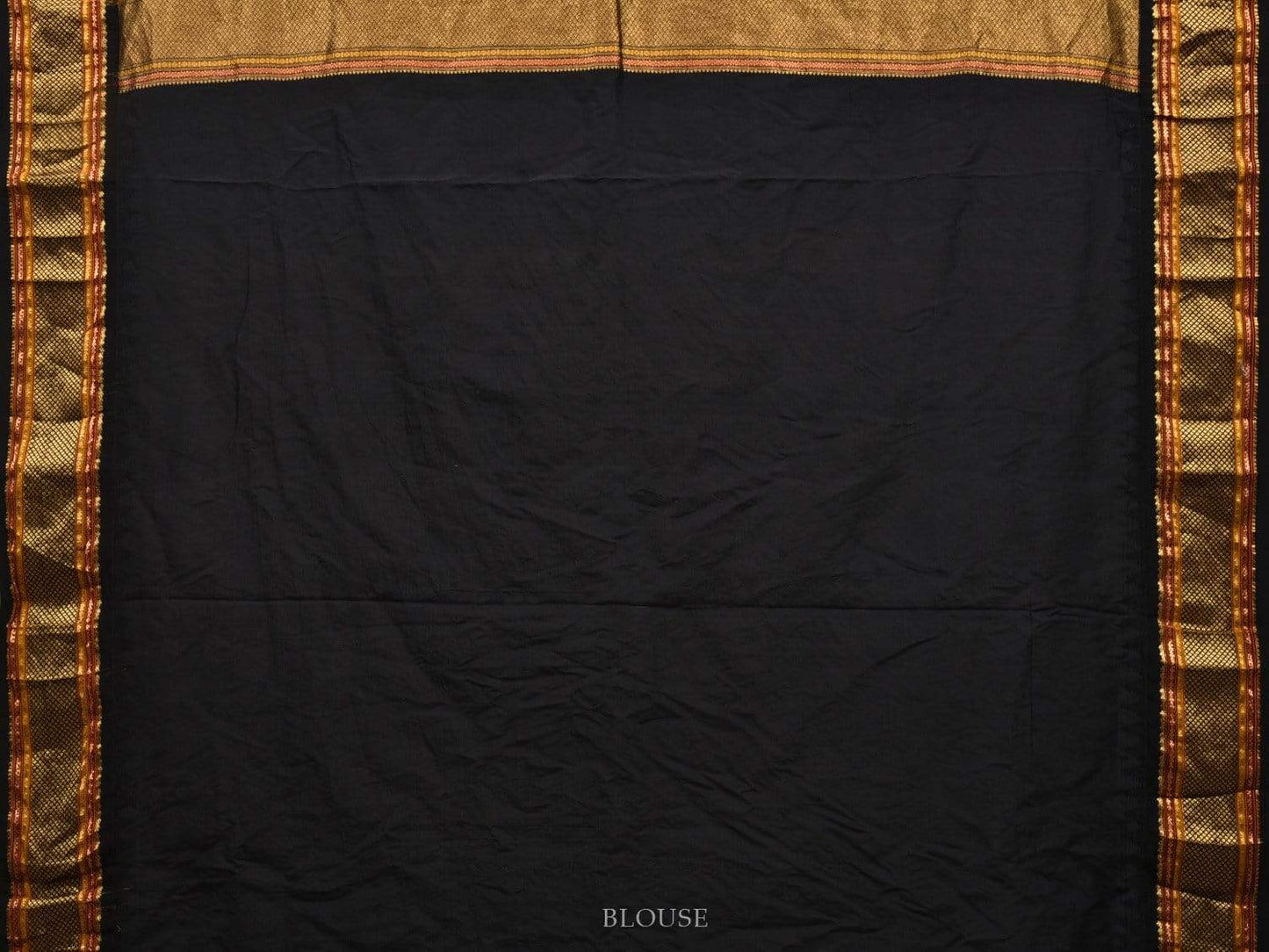 Cream and Black Kalamkari Hand Painted Kanchipuram Silk Handloom Saree with Floral Design KL0508