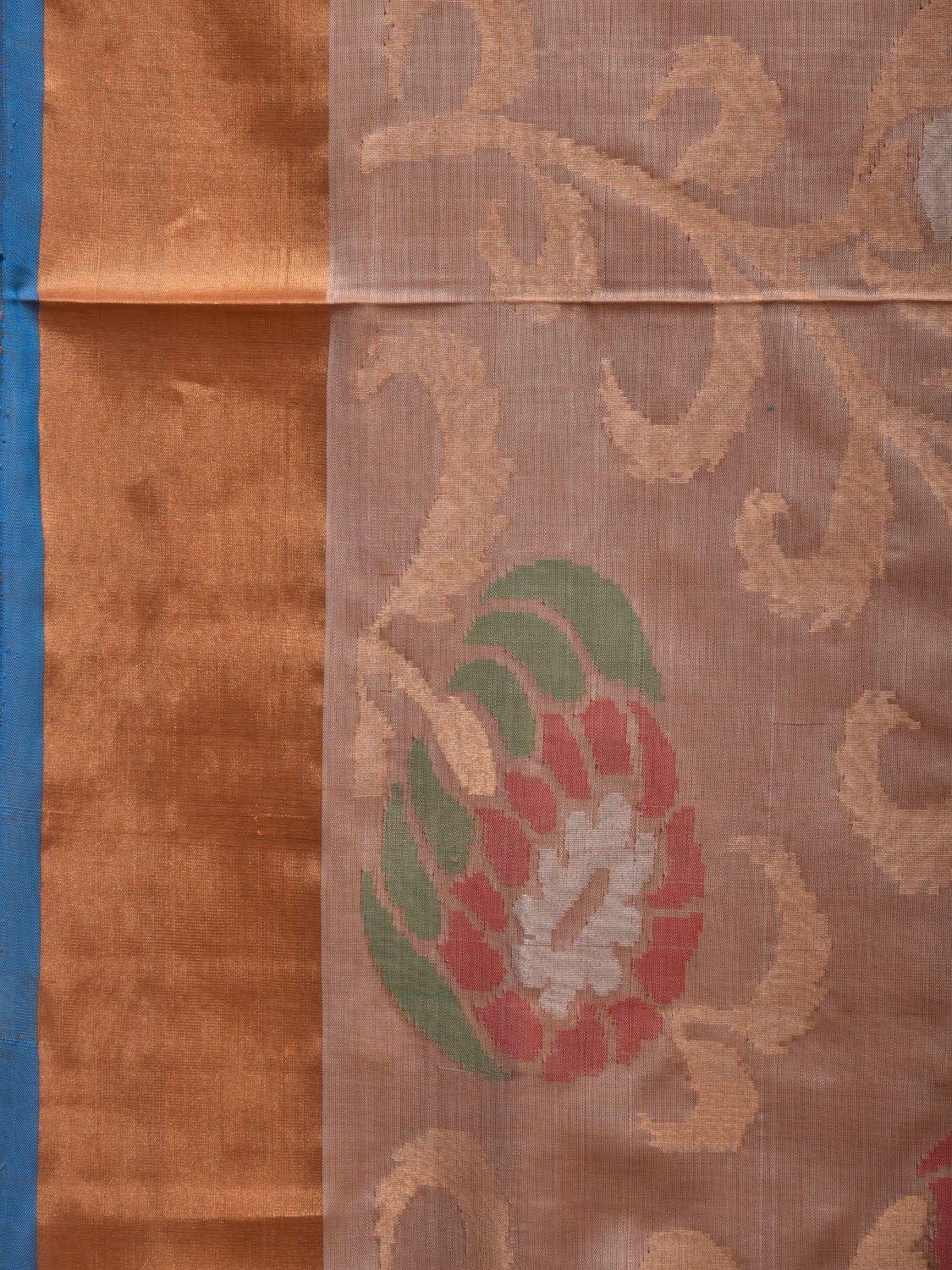Cream and Blue Uppada Silk Handloom Saree with All Over Design u1923