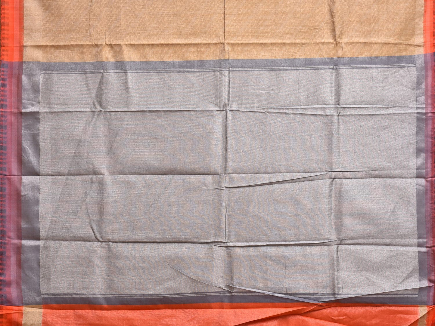 Cream and Grey Pochampally Ikat Silk Handloom Saree with Diagonal Design i0854