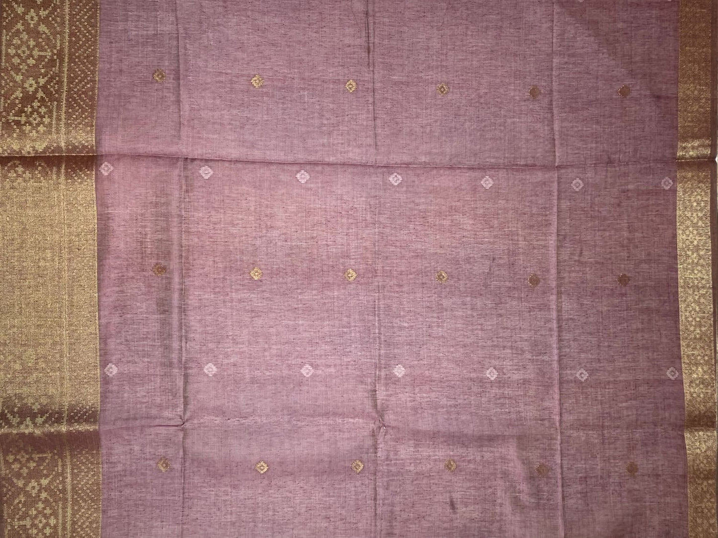 Cream and Light Pink Dhakai Jamdani Cotton Viscose Saree with Geometrical Cut Work and Zari Border Design dj0033