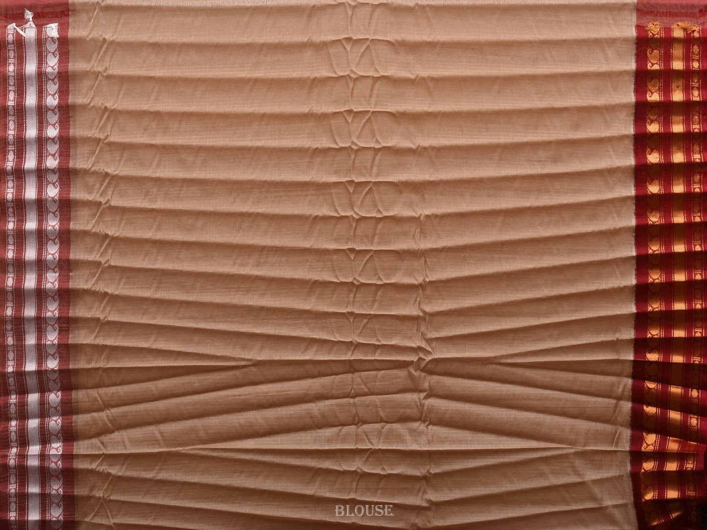 Cream and Maroon Gadwal Sico Handloom Saree with Mango Pallu Design g0302