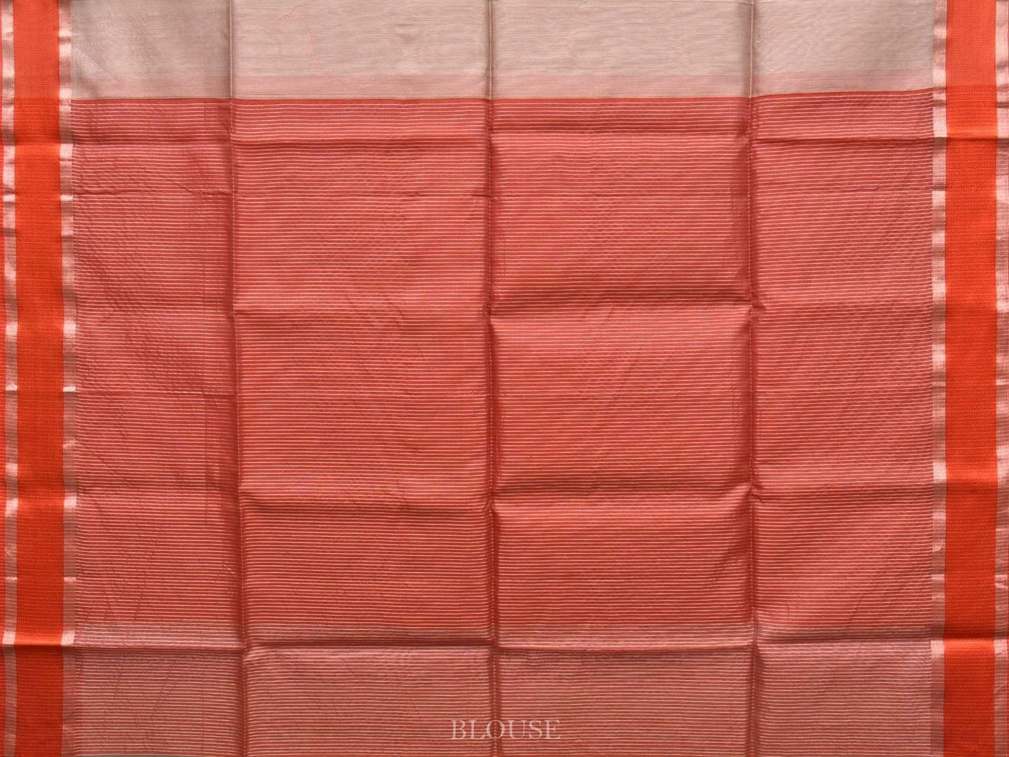 Cream and Orange Maheshwari Cotton Silk Handloom Saree with Contrast Pallu Design m0135