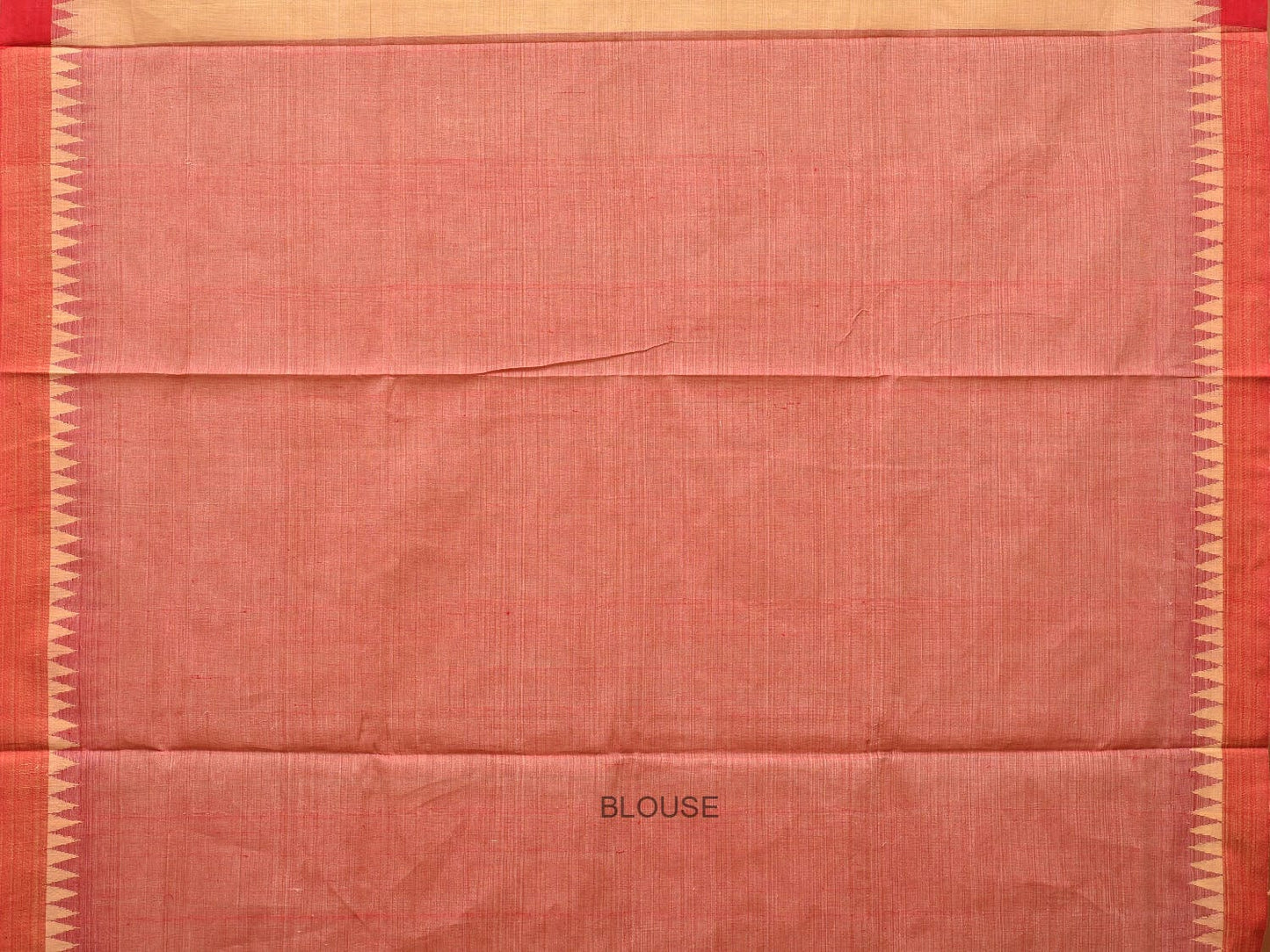 Cream and Red Khadi Cotton Handloom Saree Plain Saree with Strips Pallu Design kh0603