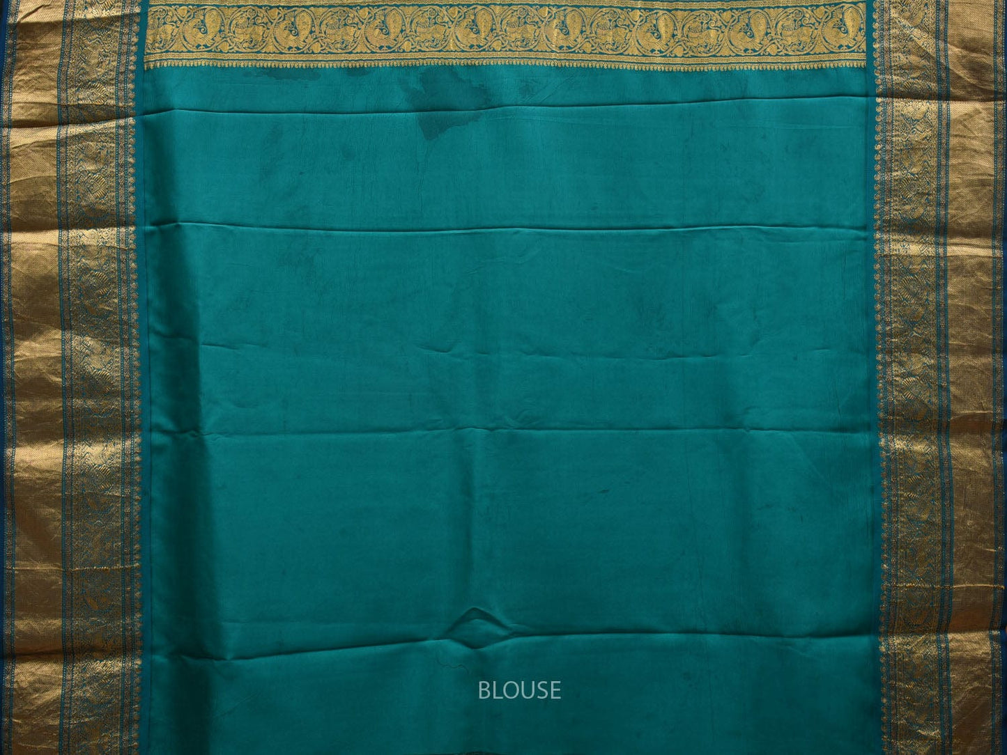Cream and Teal Kalamkari Hand Painted Kanchipuram Silk Handloom Saree with Floral Design KL0637