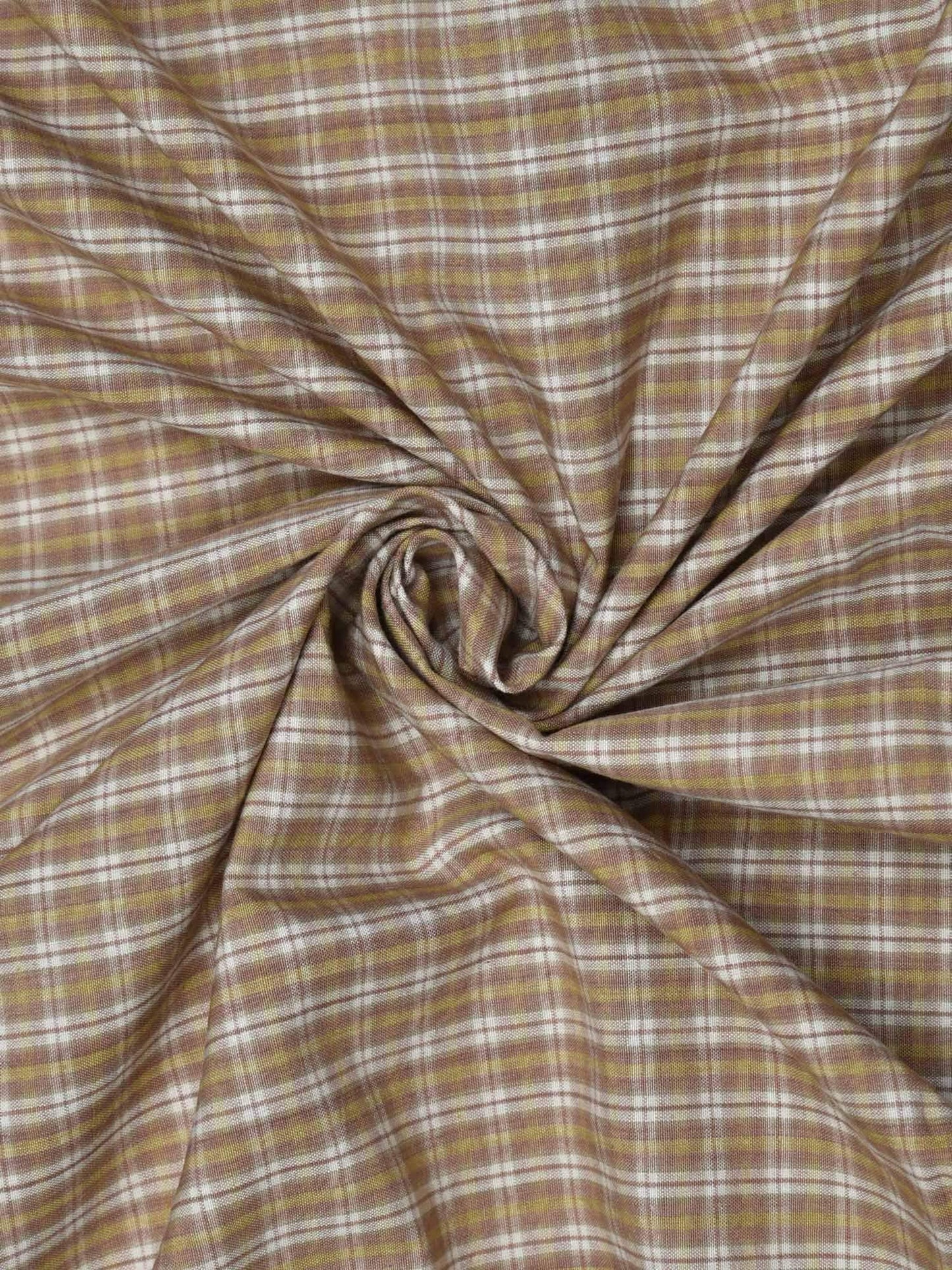 Cream Cotton Handloom 2.5mts Fabric With Checks Design F0105