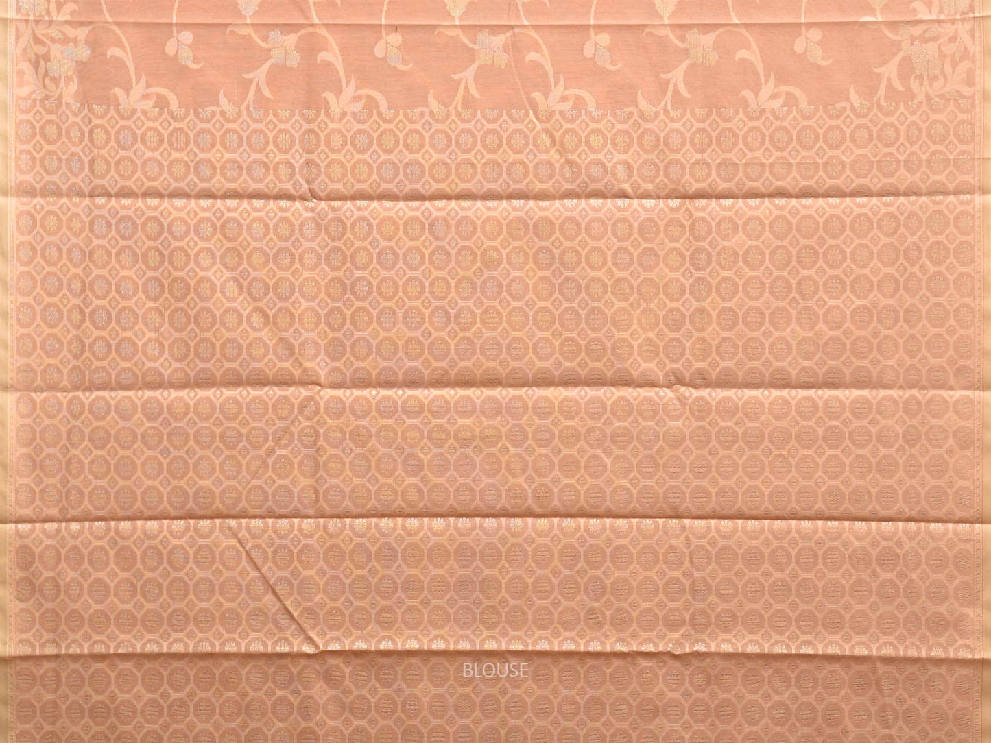 Cream Dhakai Jamdani Cotton Viscose Saree with Floral Border and Pallu Design dj0251