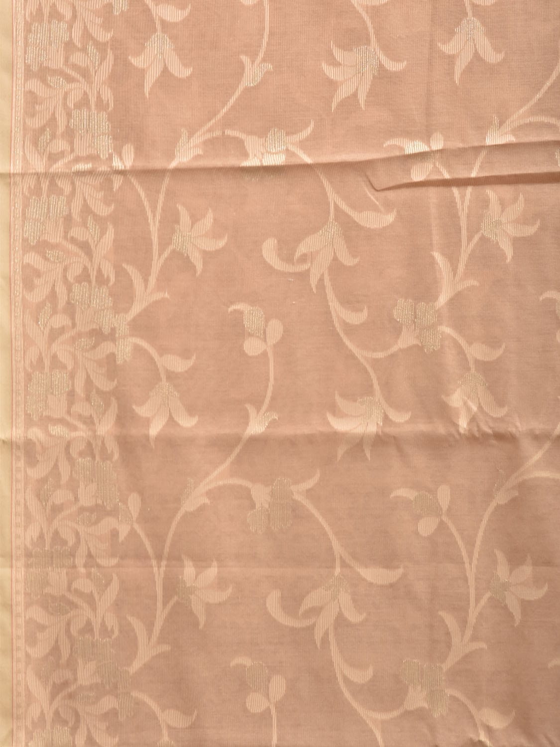 Cream Dhakai Jamdani Cotton Viscose Saree with Floral Border and Pallu Design dj0251