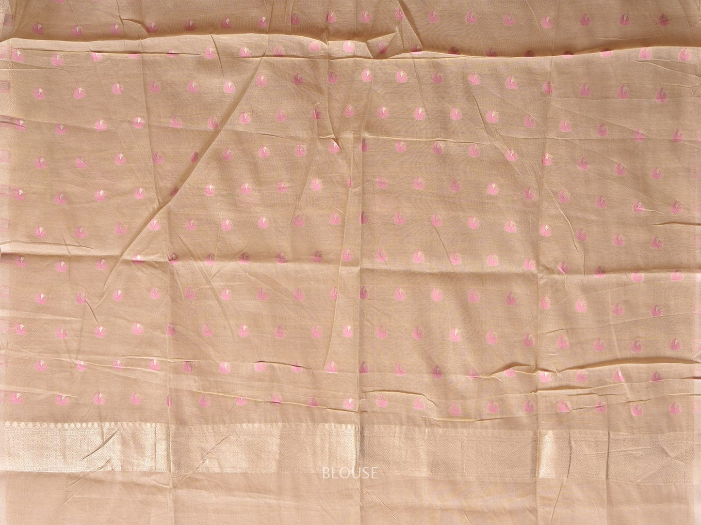 Cream Dhakai Jamdani Cotton Viscose Saree with Flower Buta and Pallu Design dj0057