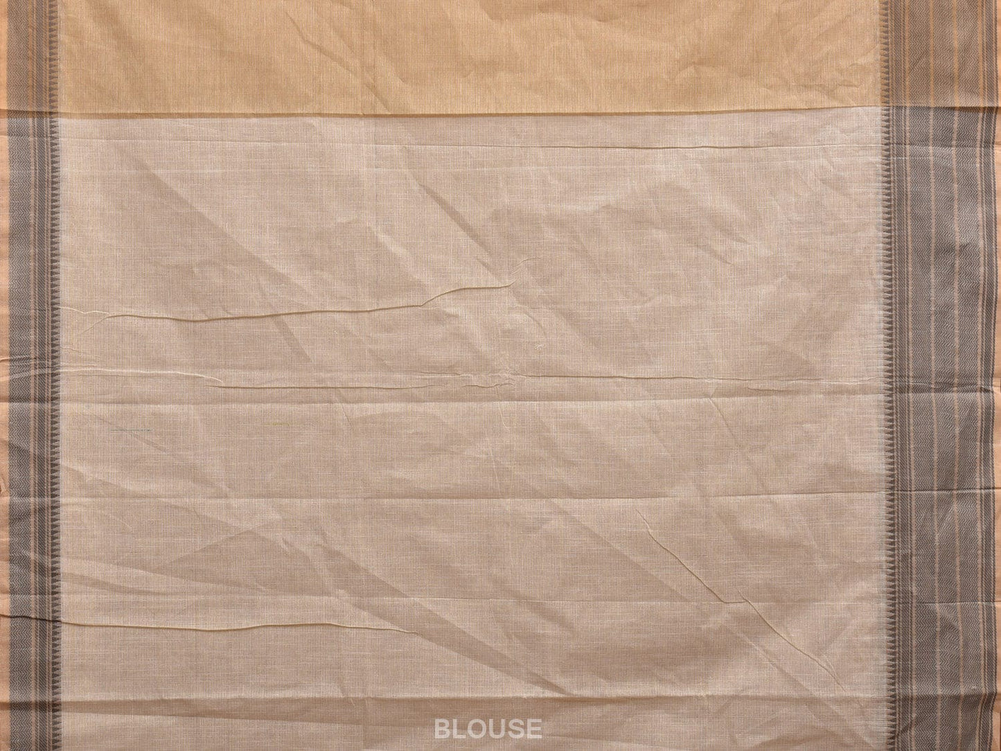 Cream Kanchipuram Cotton Saree with Strips Pallu and Border Design k0532