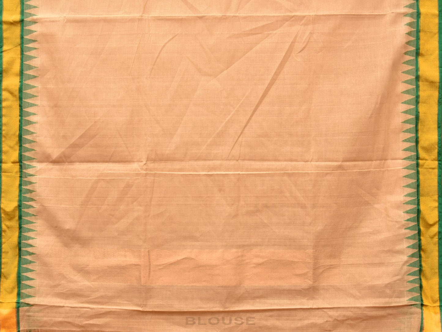 Cream Khadi Cotton Handloom Plain Saree with Temple Border Design kh0623