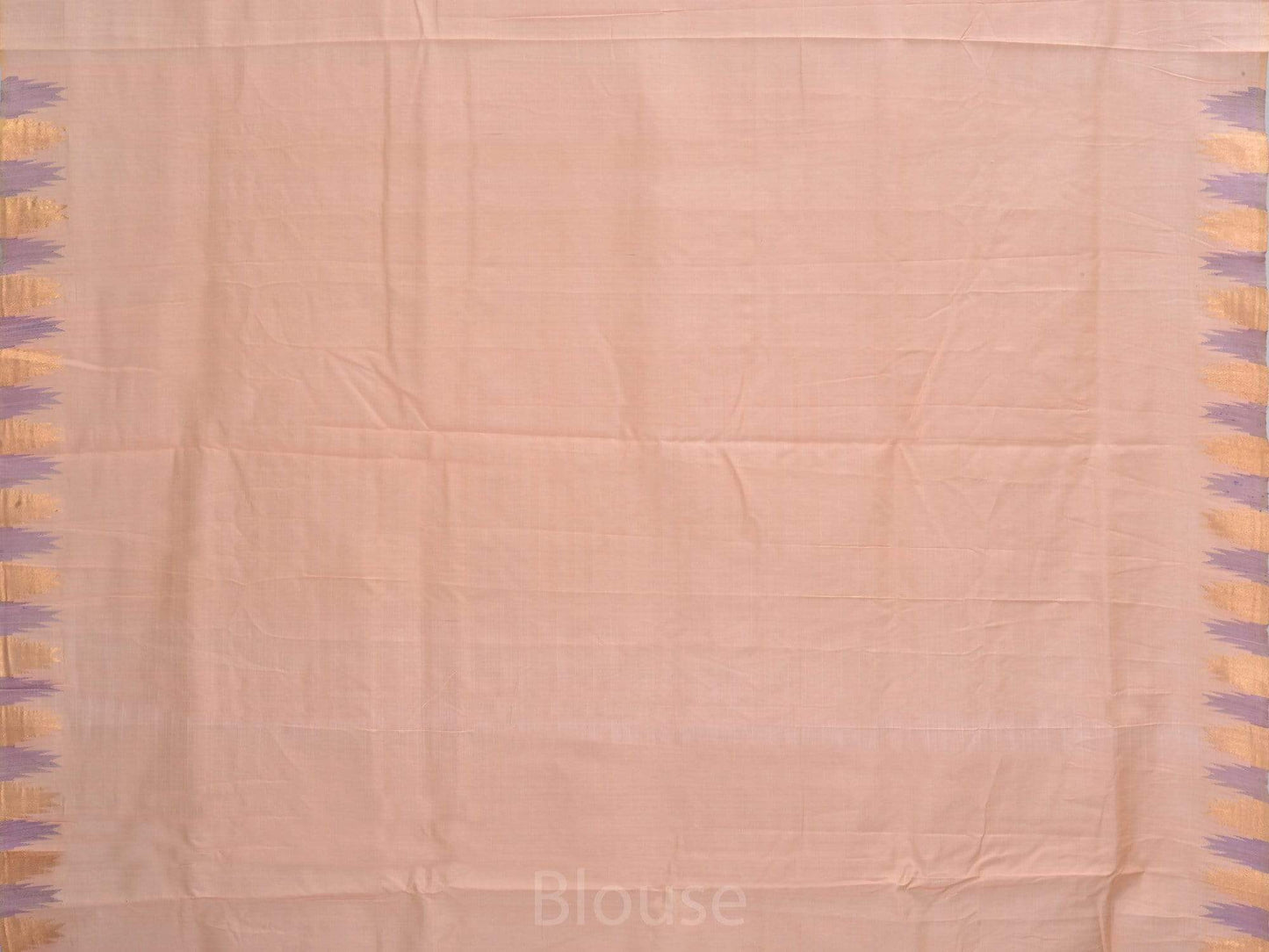 Cream Khadi Cotton Handloom Saree with Jamdani Buta and Temple Border Design kh0425