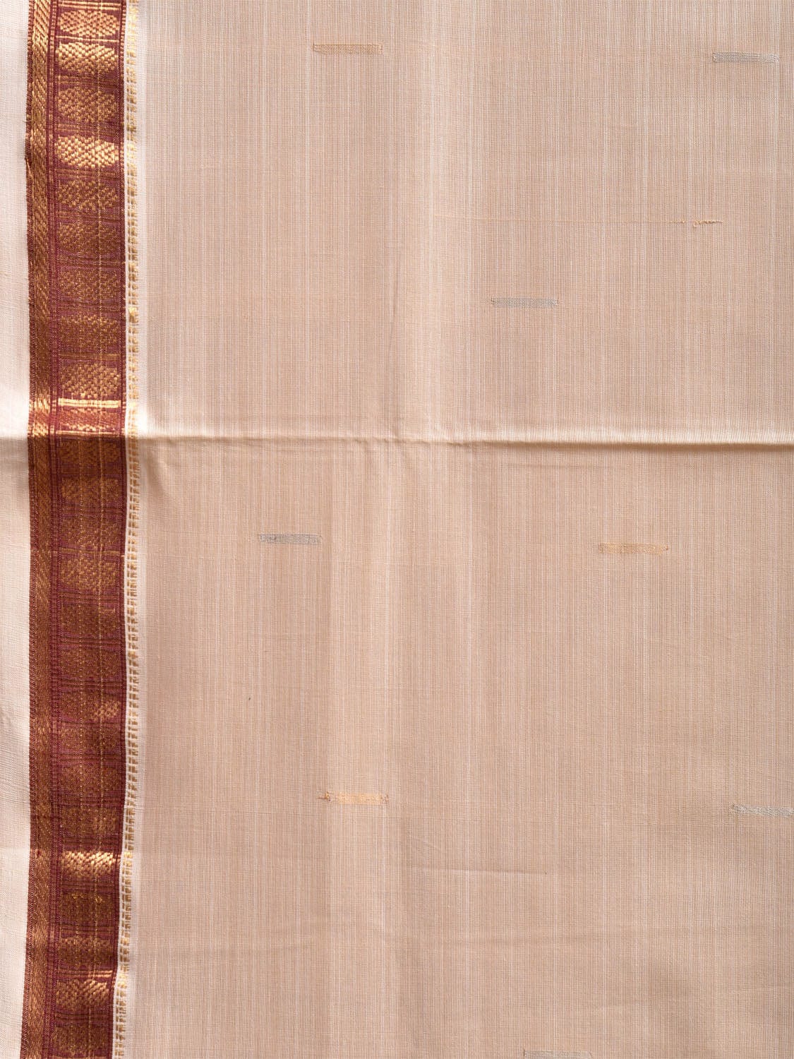 Cream Khadi Cotton Handloom Saree with Rudraksh Border Design kh0706