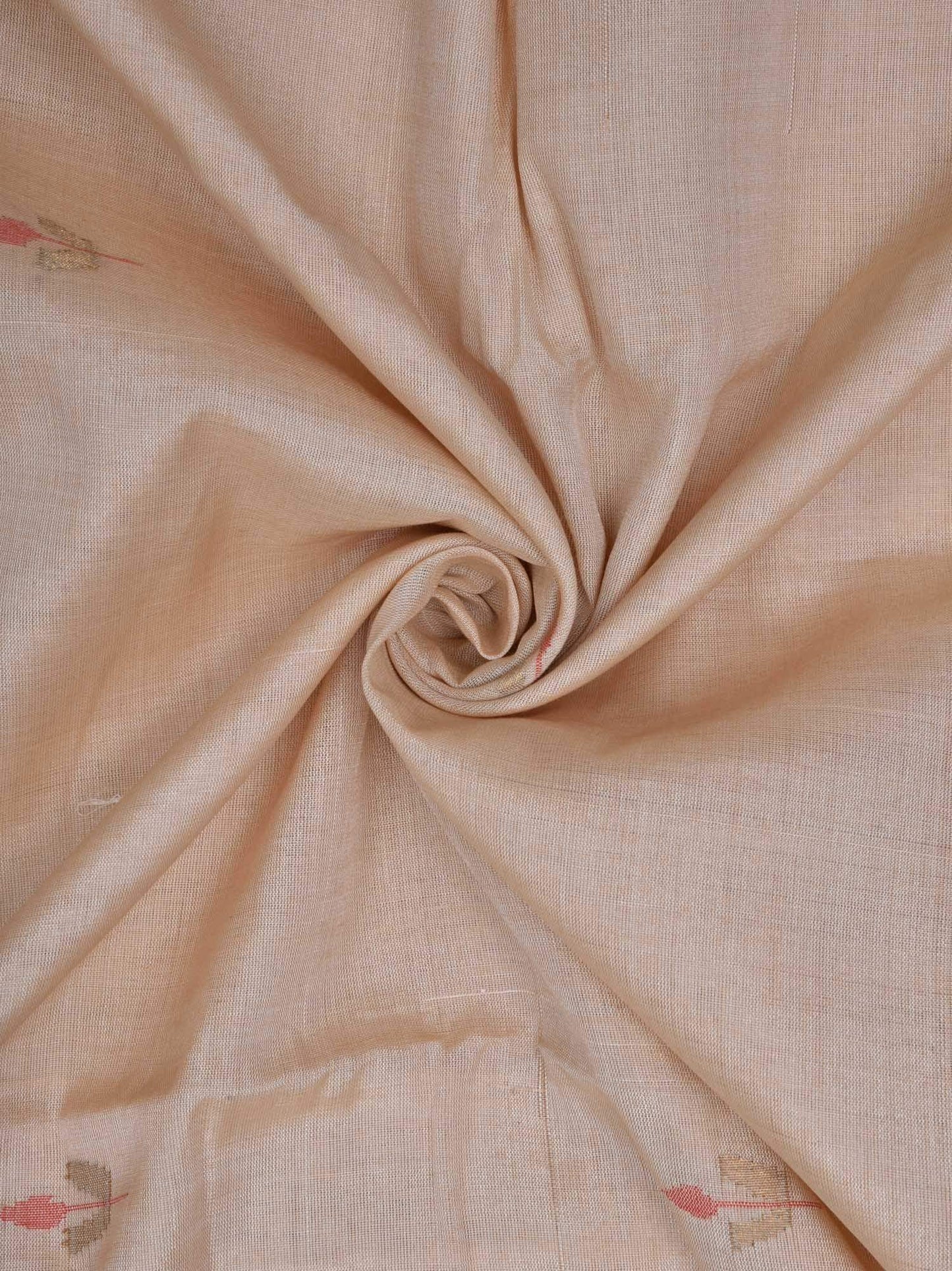 Cream Khadi Tussar Cotton Handloom Fabric With Jamdani Buta Without Border F0044