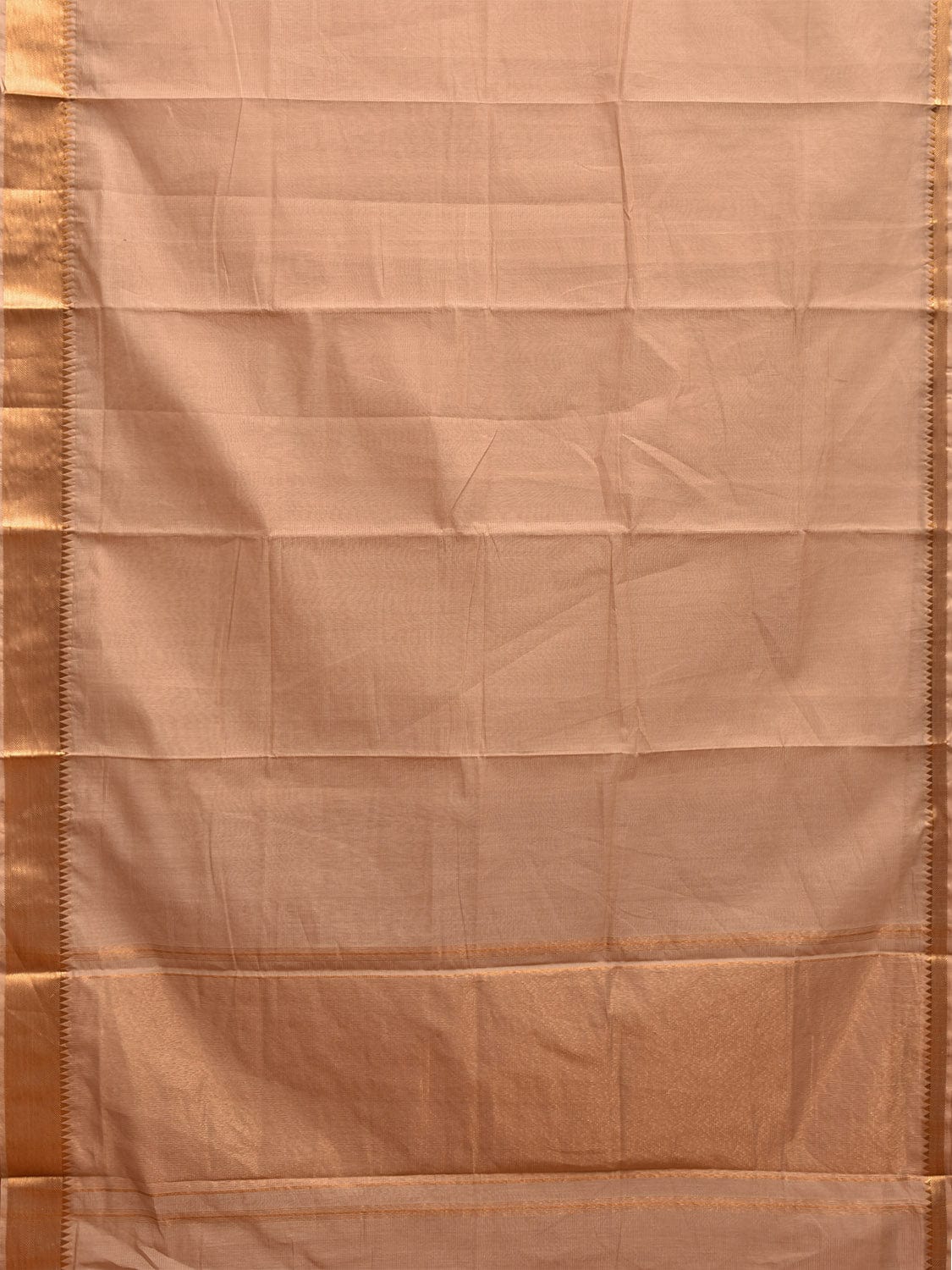 Cream Mangalgiri Cotton Handloom Saree with Strips Design and Small Temple Border No Blouse mn0084