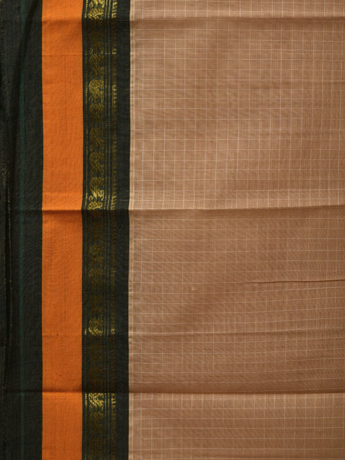 Cream Narayanpet Cotton Handloom Saree with Checks Design No Blouse np0626