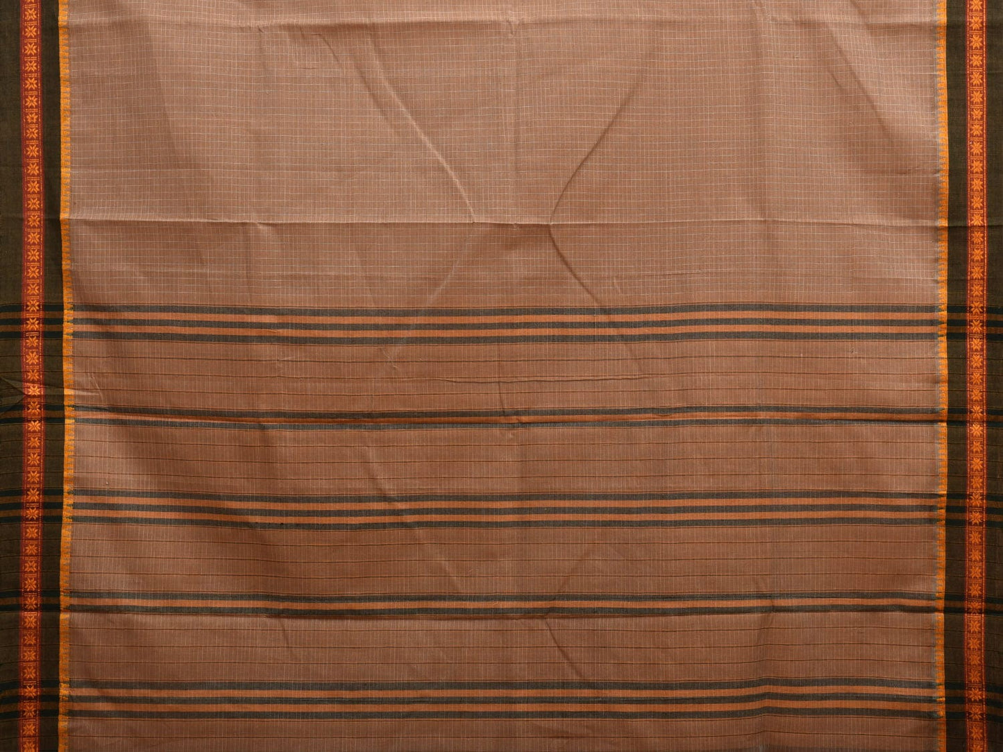 Cream Narayanpet Cotton Handloom Saree with Checks Design No Blouse np0879