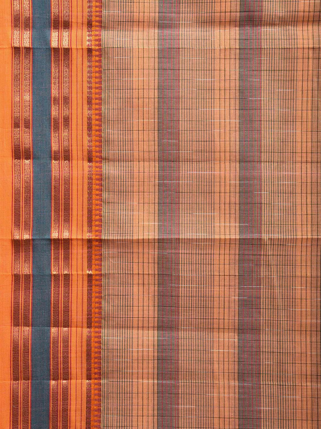 Cream Narayanpet Cotton Handloom Saree with Strips Design No Blouse np1054