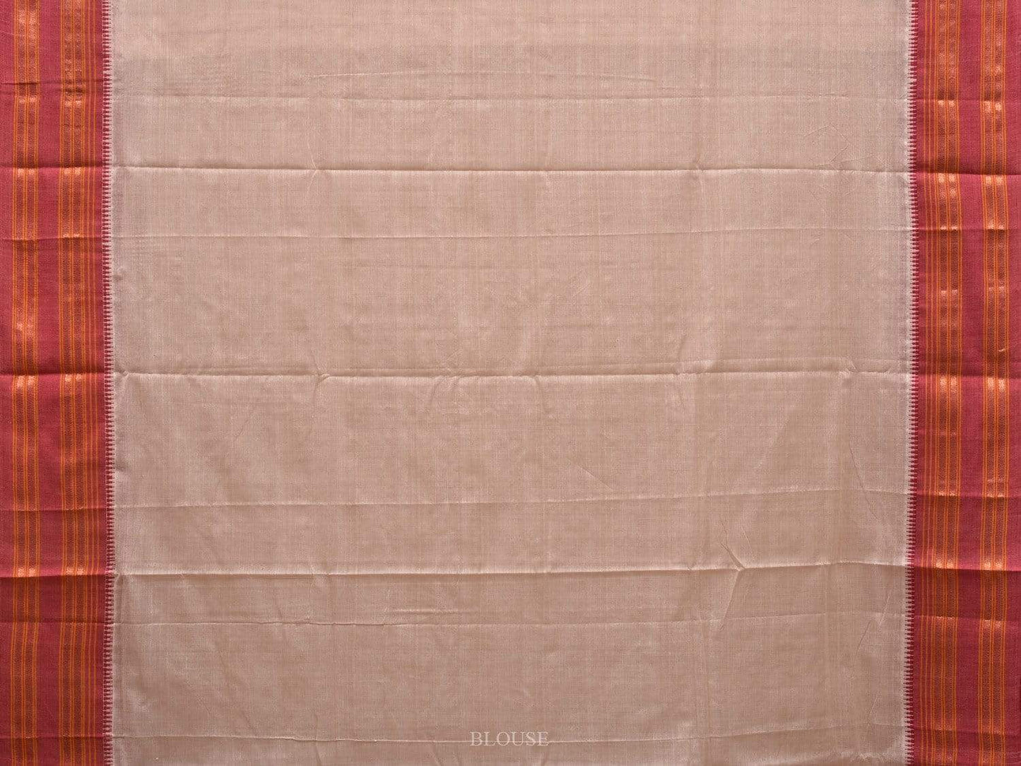 Cream Narayanpet Cotton Plain Saree with Natural Dye Colors np0502