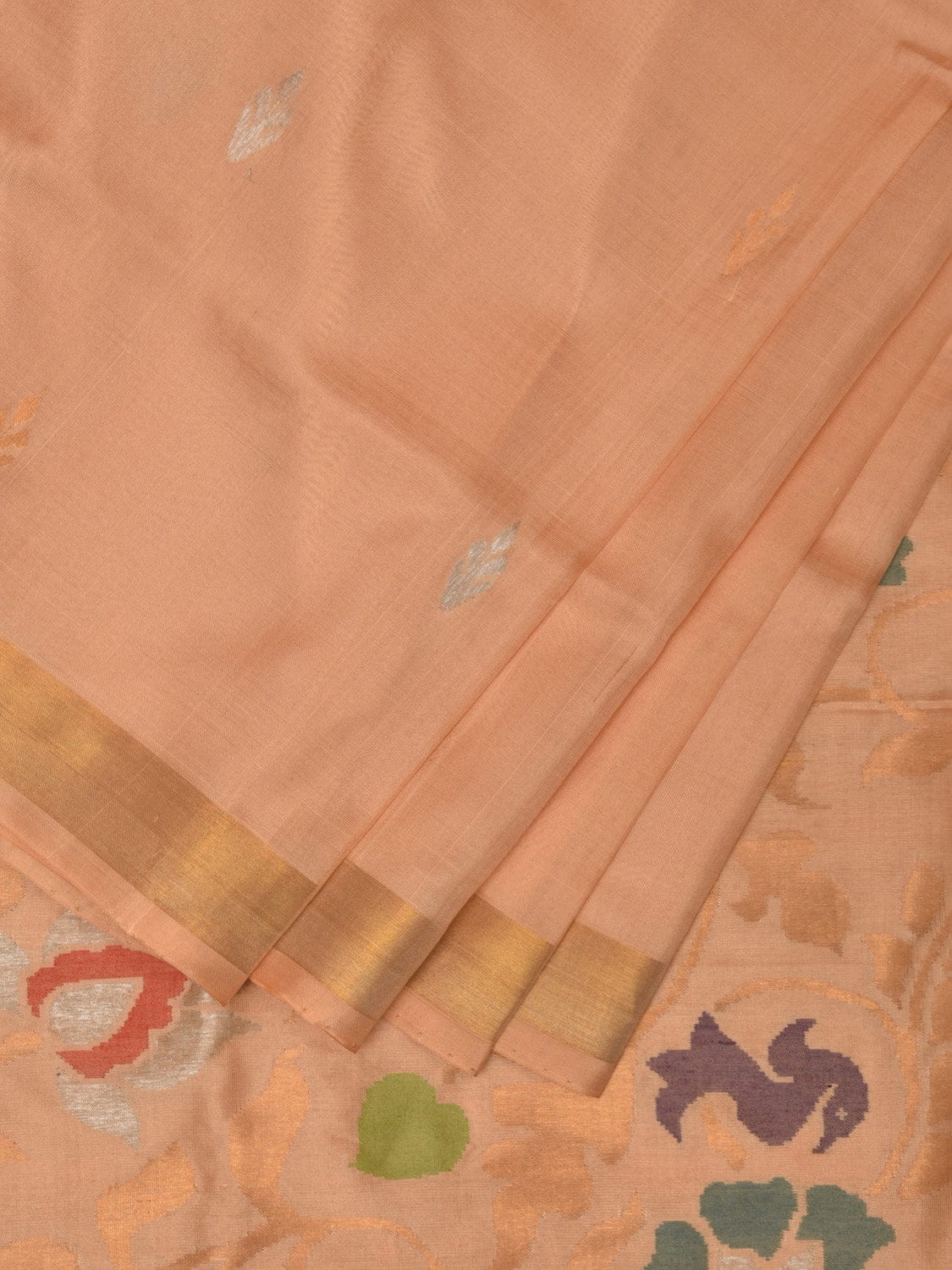 Cream Uppada Silk Handloom Saree with Floral Pallu Design u2226