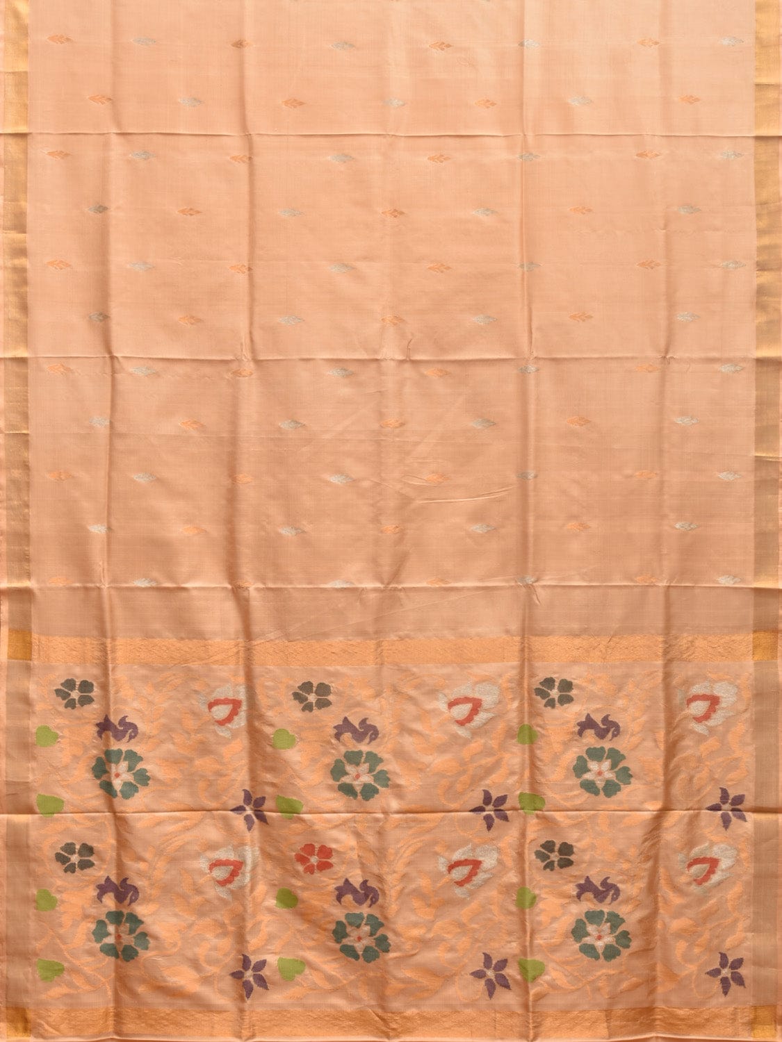 Cream Uppada Silk Handloom Saree with Floral Pallu Design u2226