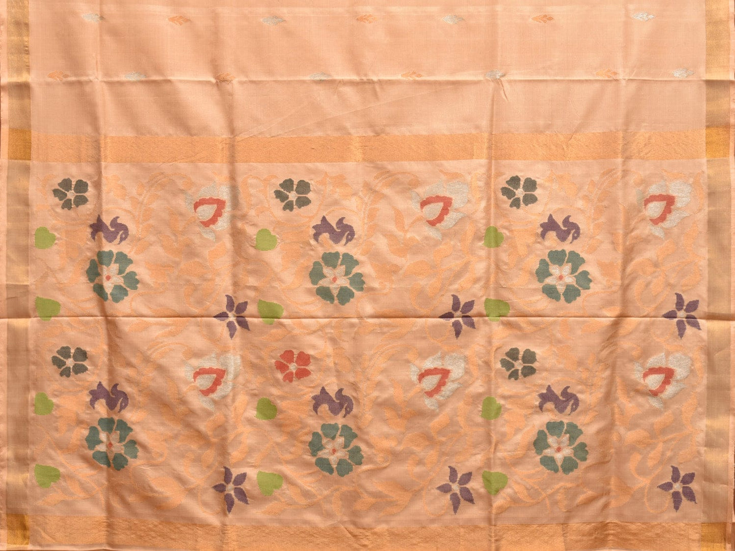 Cream Uppada Silk Handloom Saree with Floral Pallu Design u2226