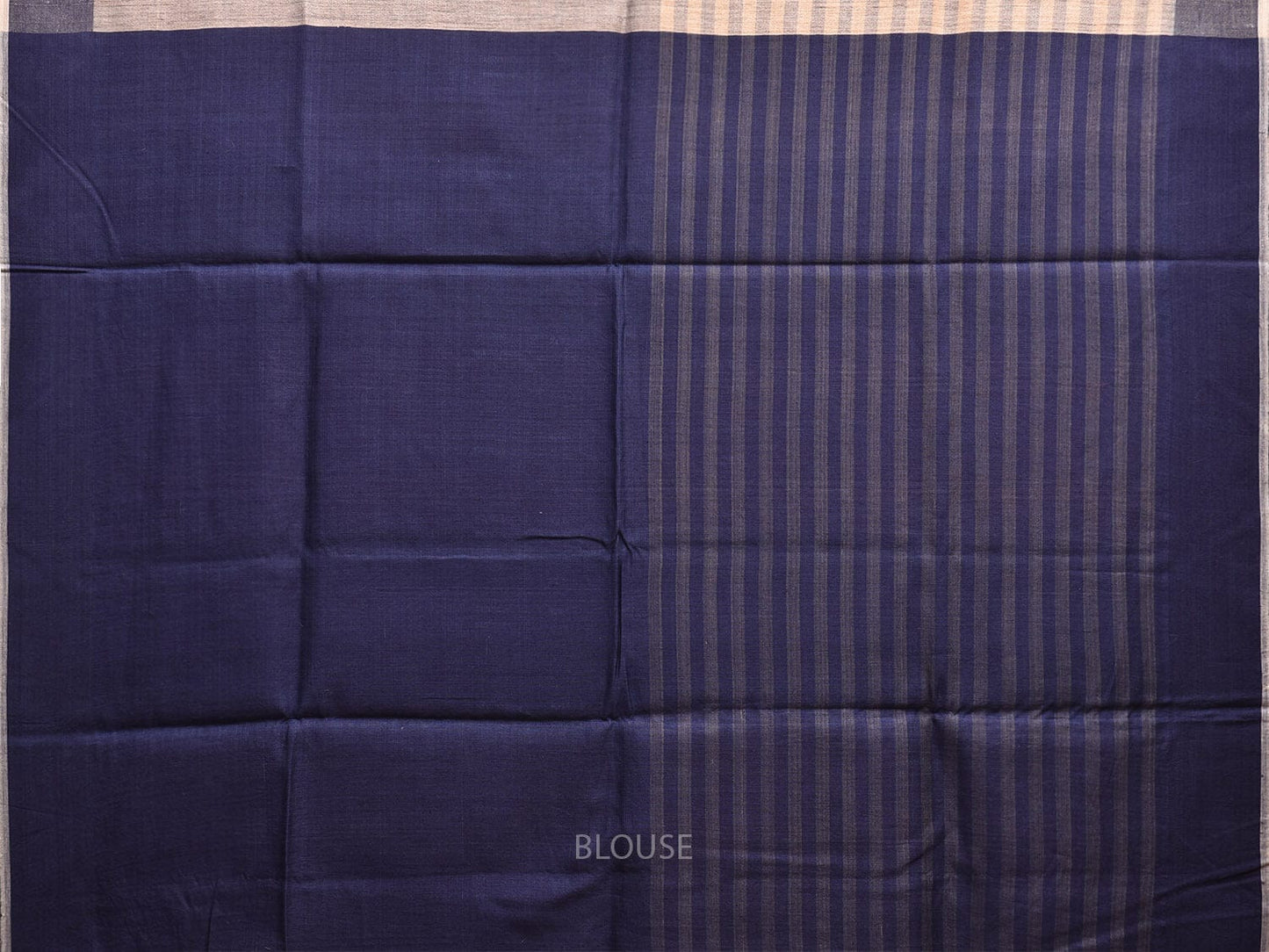 Dark Blue and Grey Tussar Saree with Strips Body and Pallu Design o0563